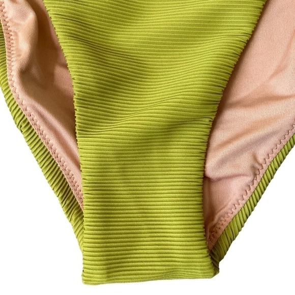 NWT J. Crew Ribbed High Rise Cheeky Bikini Bottom Chartreuse Green Sz XXS - Picture 4 of 16